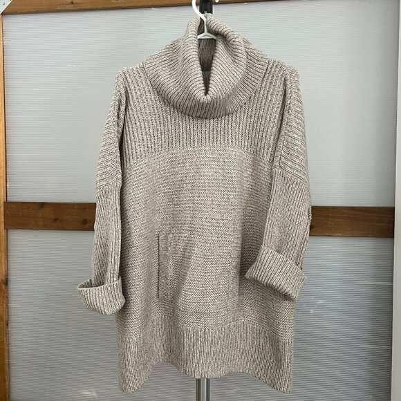 Part Two Tocca Wool Blend White Brown Oversize Long Pullover‎ Knit Sweater Sz S - Picture 2 of 14